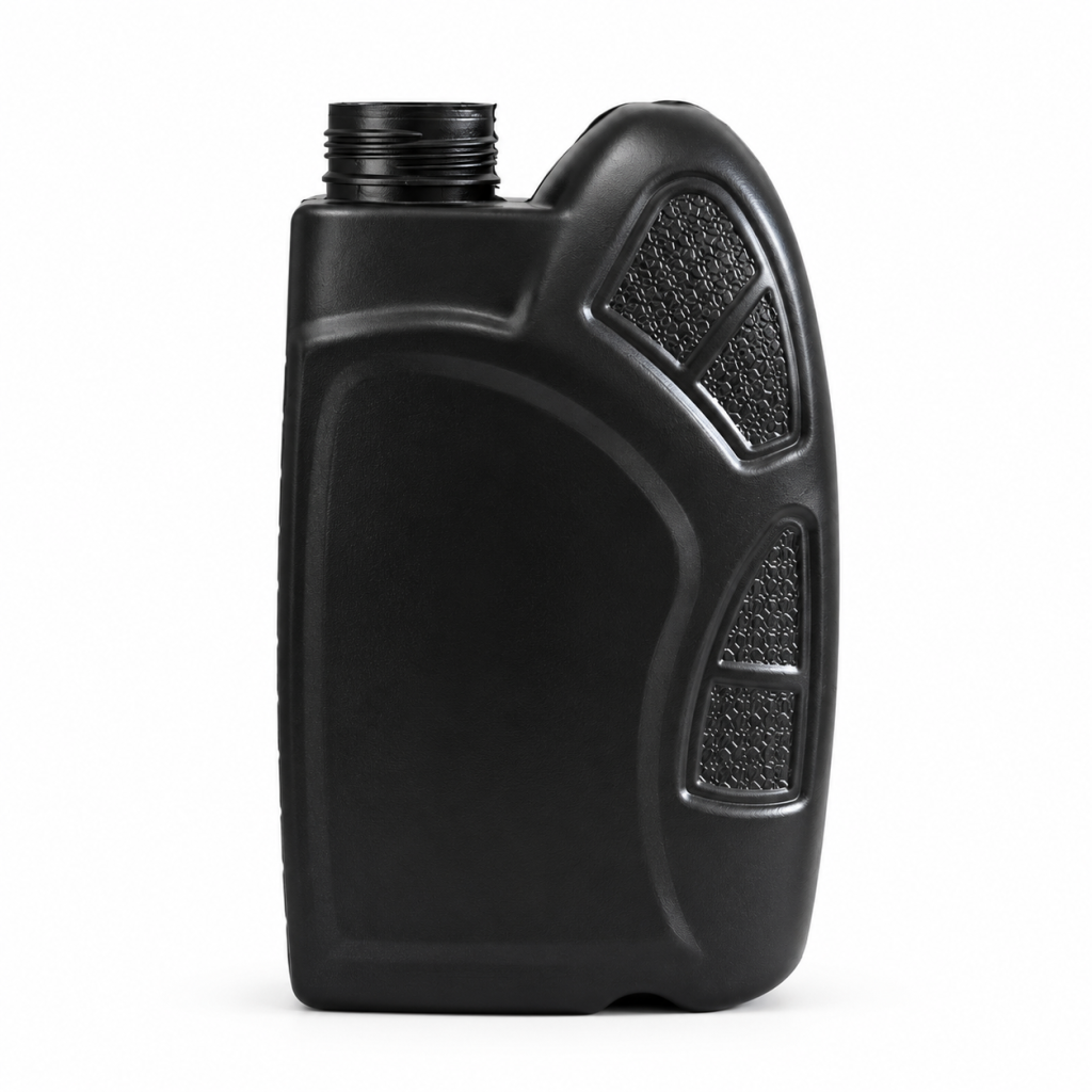 Black ribbed oil container