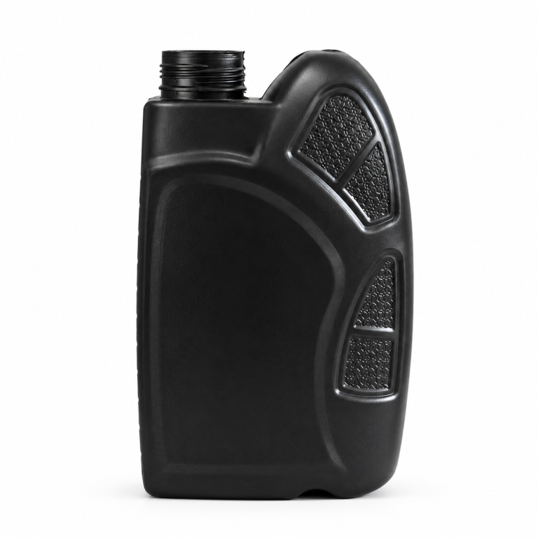 Black ribbed oil container
