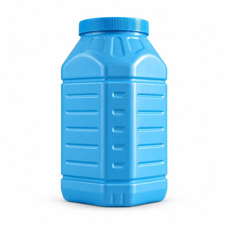 Blue ribbed bottle