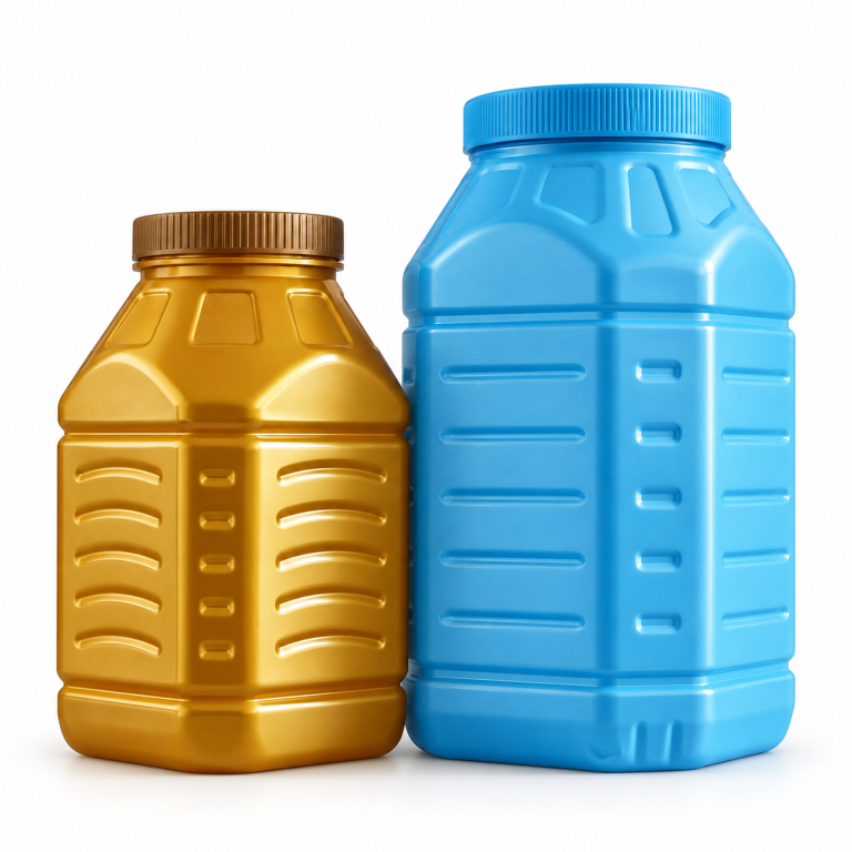 Blue ribbed bottle