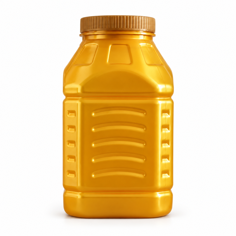 Gold ribbed bottle