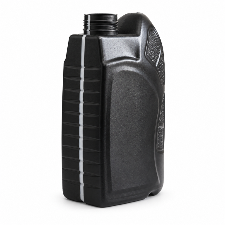 Black ribbed oil container