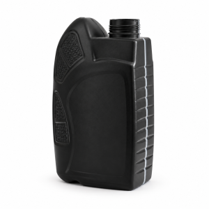 Black ribbed oil container