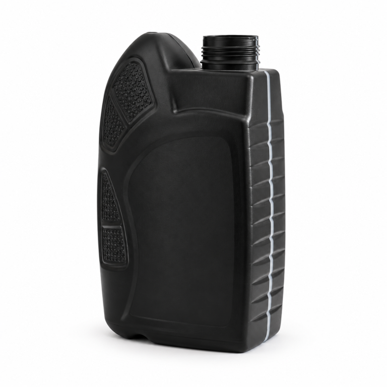 Black ribbed oil container